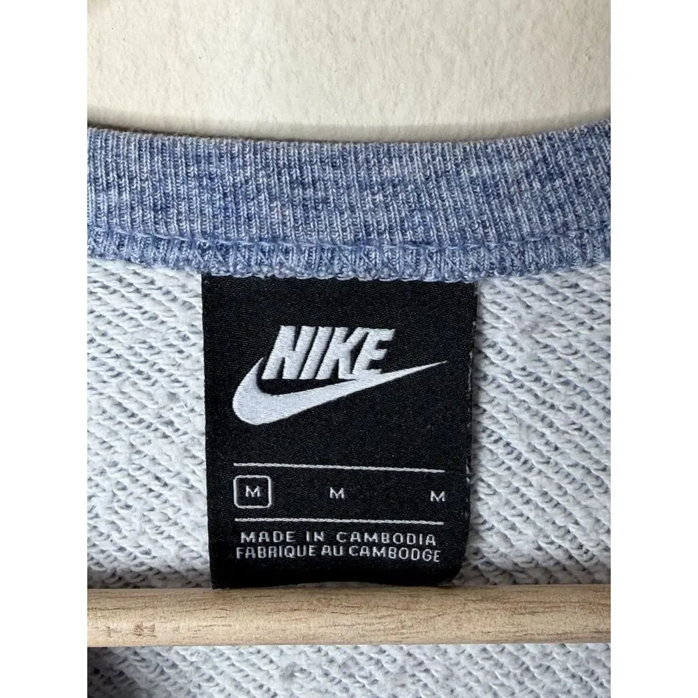Nike Mens Crewneck Sweatshirt Heather‎ Blue Logo Casual Pullover Size Medium